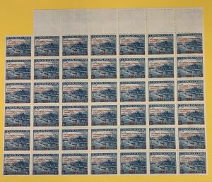 Czechoslovakia, 1939, 300h on 10k blue, Block of 42, with 6 Labels, Mint, N.H.