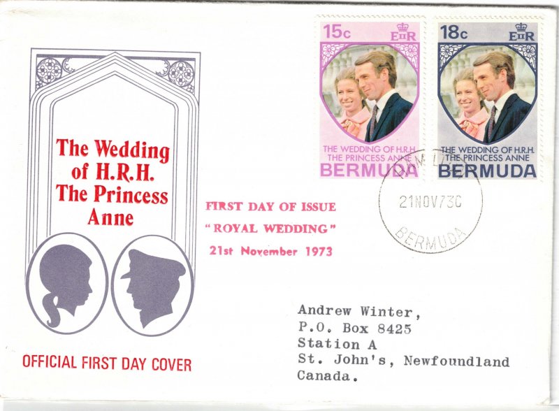 BERMUDA - FDC Royal Wedding 1973 SG297-298 Cache