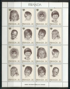 Rwanda #923a  (1979 Year of vthe Child sheet of sixteen)  VFMNH CV $20.00