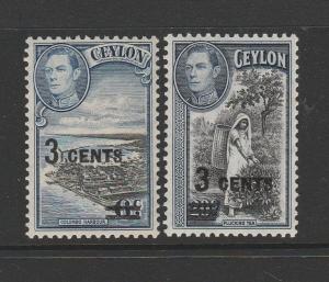 Ceylon 1940/1 the 2 Opts MM SG 398/9