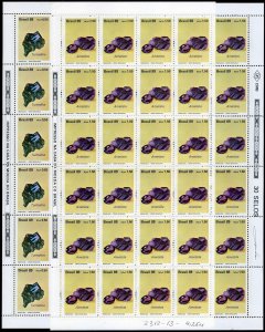 Brazil 2198-2199 sheets,MNH.Michel 2312-2313. Minerals 1989.Tourmaline,Amethyst.