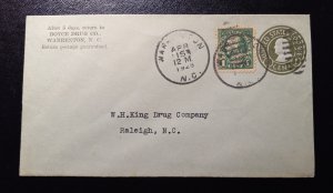 US Scott #U423 Postal Cover Stamped Envolope w/Sc #552 added VF Bluish 1923