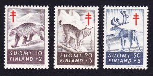 Finland Wolverine Lynx Reindeer Wild Animals 3v 1957 MNH SC#B142-B144