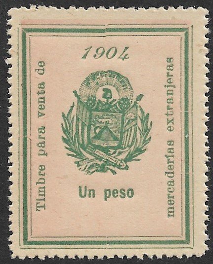 EL SALVADOR 1904 1P ARMS Sales Tax on Imported Merchanise Revenue Ross 149 MNGAI