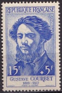 France B324 (mh, toning) 15c+5c Gustave Courbet, painter, ultra (1958)