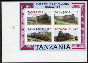 Tanzania 1985 Locomotives imperf proof essay for m/sheet ...