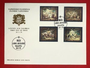 ZAYIX - 1979 Malta FDC - Art - Flemish Tapestries - Horses - Chariots