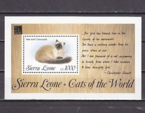 Sierra Leone, Scott cat. 1646. Seal-Point Colourpoint Cat s/sheet. ^