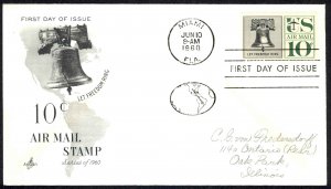 USA Sc# C57 (ArtCraft) FDC (a) (Miami, FL) 1960 6.10 10c Liberty Bell