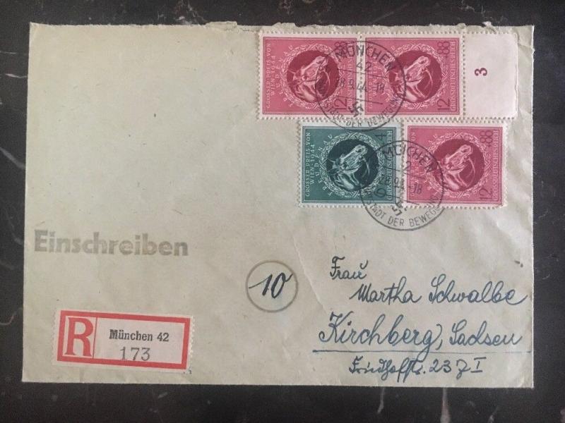 1944 Munich Germany Registered Cover To Kirchberg