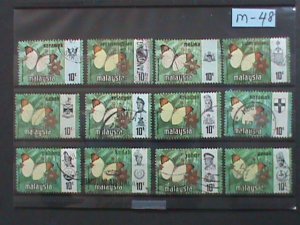 ​MALAYSIA-1971-VERY OLD LOVELY BUTTERFRIES USED 12 STAMPS-#M48-VERY FINE