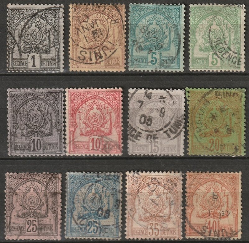 Tunisia 1888-1902 Sc 9-14,16-21 partial set used