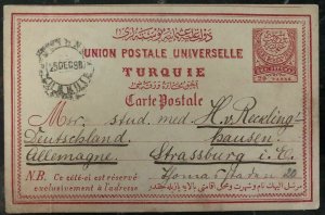 1888 Smyrna Turkey Postal Stationary Postcard Cover To Strasbourg Germany