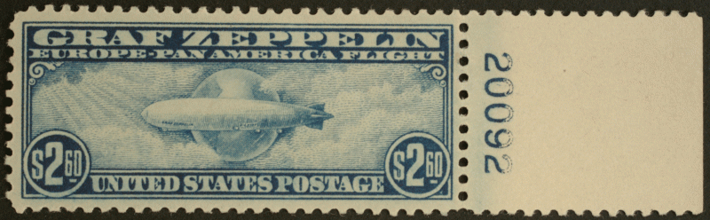 United States #C13, C14, C15 Zeppelins With Plate Numbers MNH