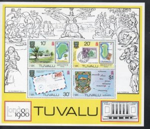 Tuvalu Sc 136a 1980 London 80 stamp show stamp sheet mint NH