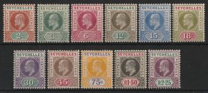 SEYCHELLES 1903 KEVII set 2c-2R25, wmk crown CA.