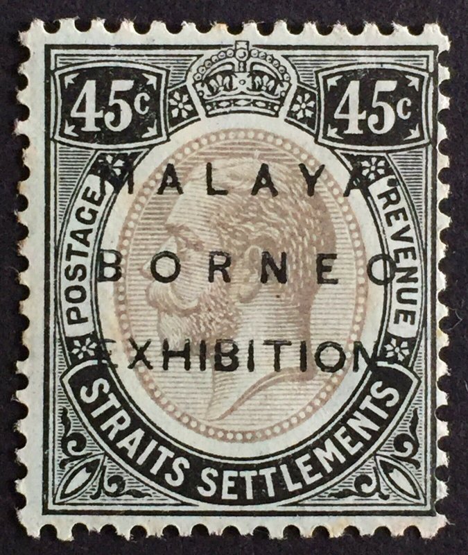 Malaya-Borneo Exhibition opt Straits Settlements KGV 45c Mint Raise Stop SG#246c