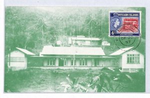 PITCAIRN QEII Postcard PPC View Side Usage 1957{samwells-covers}YJ68
