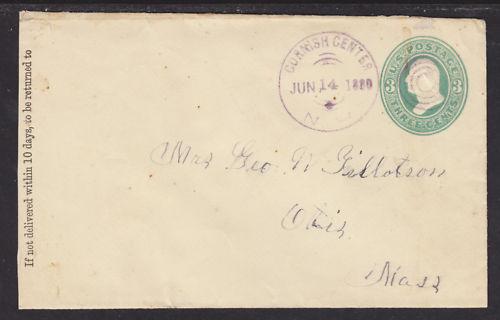 US Sc U163 used 1880 2c Cornish Center, NH DPO Cover