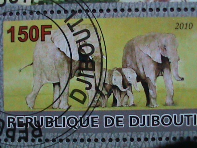 ​DJIBOUTI-2010- COLORFUL BEAUTIFUL LOVELY ELEPHANTS CTO S/S -VERY FINE
