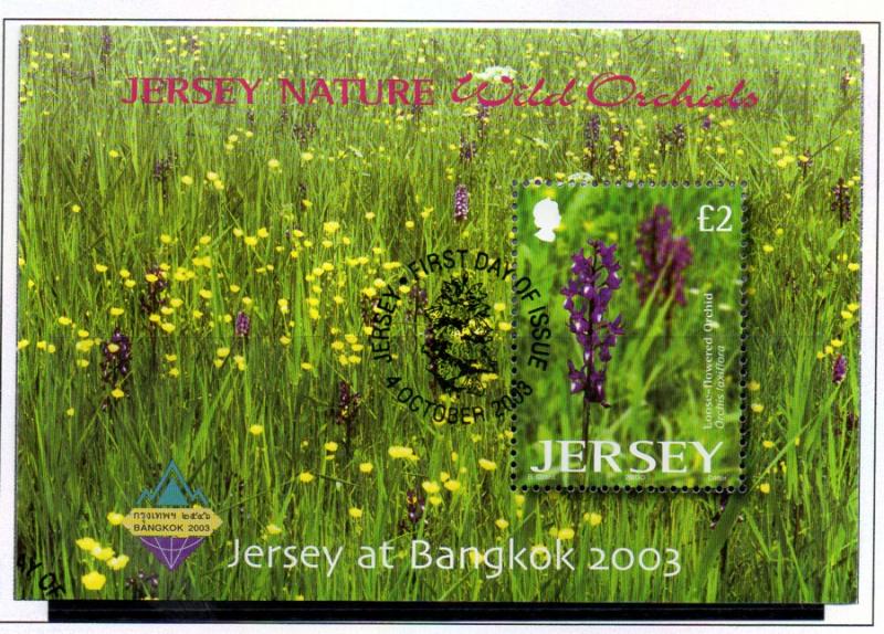 Jersey Sc 1084a 2003 Bangkok Wild Orchids stamp sheet used
