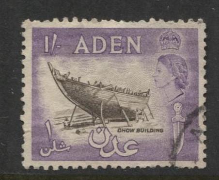 ADEN - Scott 55 - QEII Definitive- 1953-  Used - Single 1/-c Stamp