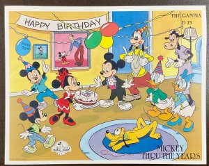 Gambia Disney Mickey Thru the Years Souvenir Sheet 5 x 4 inches 1989