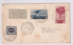 Tripoli, Italian Libya to Citta, San Marino 1932 Airmail w Postage Due (52157)