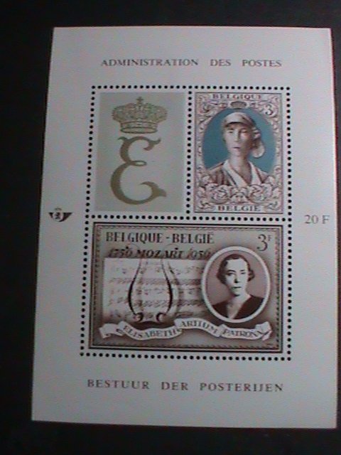 BELGIUM STAMP-1966-SC#B790  QUEEN ELIZABETH WITH MOZART SONG MNH-S/S VERY FINE