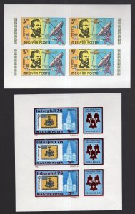 Hungary 1976 Telephone + Interphil Mini-sheets IMPERF MNH #2410, 2421