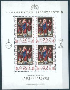 LIECHTENSTEIN, 20 FRANCS MINISHEET 1997, MARIA, FLORIN, LUCIUS MNH