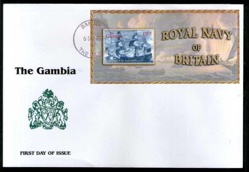 Gambia 2001 Royal Navy of British Ship Military Sc 2544 M/s on FDC # 9113