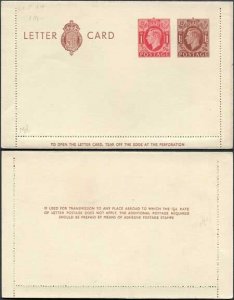 LCP14a KGVI 1 1/2d and 1d Compound Stamped Letter Card Gummed on Front Half MINT