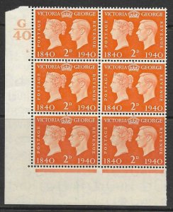 Sg 482 1940 2d Centenary Cylinder G40 2 Dot UNMOUNTED MINT/MNH