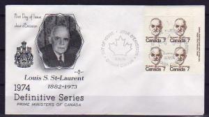 Canada Prime Ministers St. Laurent  Pl. Blk First Day Cover