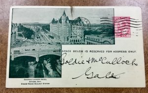 1913 Canada Grand Trunk Railway PICTORIAL POSTAL CARD Laurier Hotel Ottawa