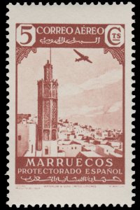 SPANISH MOROCCO AIRMAIL STAMP 1938.  SCOTT # C1. UNUSED