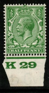 GB SGN33(4) 1924 ½d BRIGHT GREEN CONTROL K29 MTD MINT