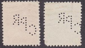 Canada Two Perfin Stamps