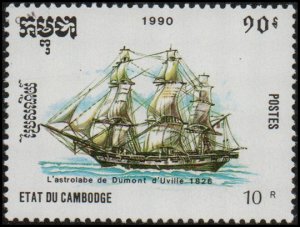 Cambodia 1084 - Cto - 10r Ship L 'Astrolabe, 1826 (1990)