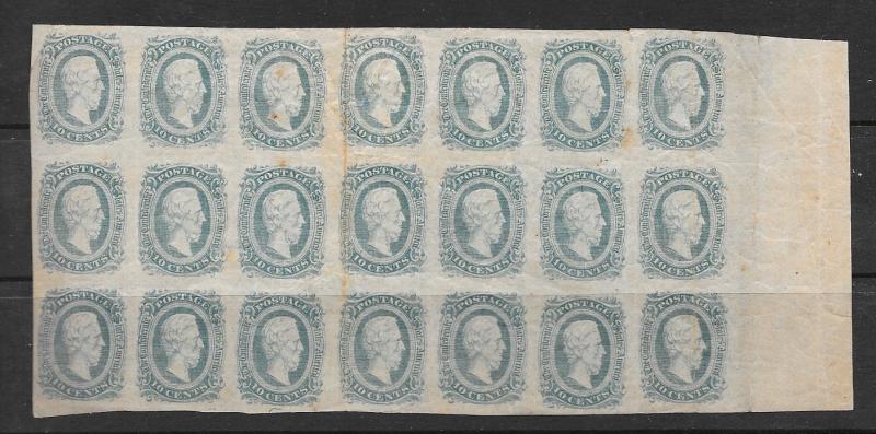 CSA #11 Unused, Full O.G. Block of 21, Free Insured Shipping