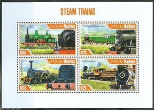 MALDIVES 2013 STEAM TRAINS  SHEET MINT NH