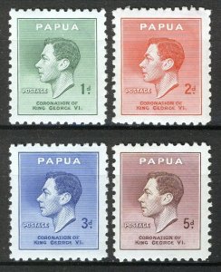 Papua 1937, Coronation George VI set VF MNH, Mi 103-106