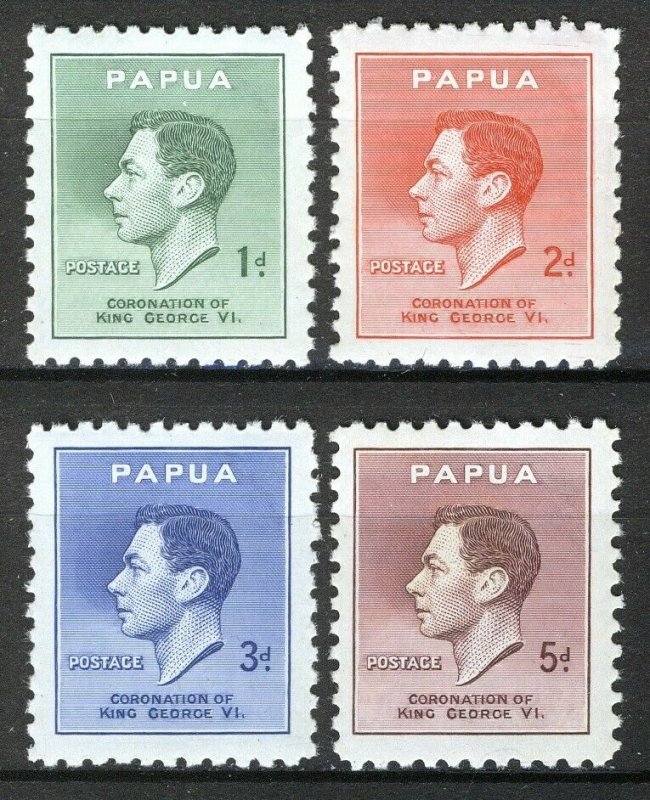 Papua 1937, Coronation George VI set VF MNH, Mi 103-106