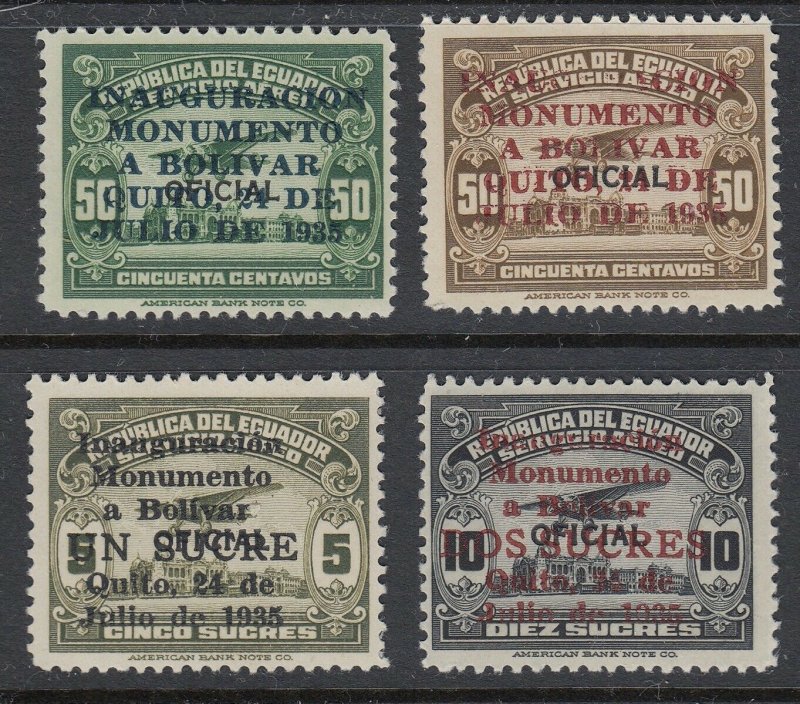 Ecuador 1935 Bolivar Monument Air Post Set LM Mint Scott C35-C38