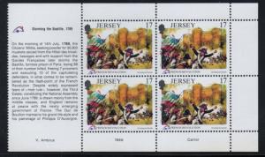 Jersey Sc 517a 1989 17p French Revolution stamp booklet pane mint NH