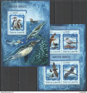 2016 Sierra Leone Birds Fauna Marine Life Water Birds Kb+Bl ** Stamps St319