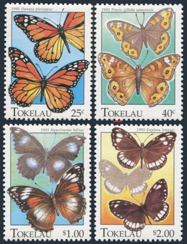 Tokelau 213-216, MNH see perf. Mi 219-222. Butterflies 1995: Danaus plexippus,