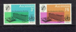 ASCENSION ISLAND - 1966 WHO HEADQUARTERS - SCOTT 102 TO 103 - MNH
