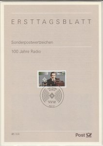 1995 Germany - FD Card (ETB) Sc 1900 - Marconi, Radio centenary